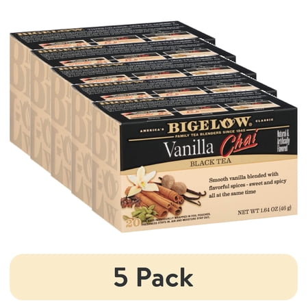 (5 pack) Bigelow Black Tea Vanilla Chai - 20 Ct Packaging May Vary
