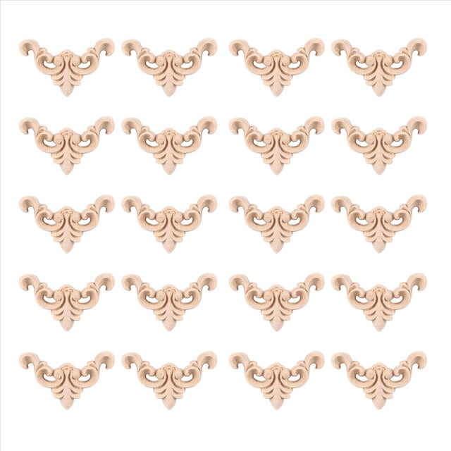 20 Piezas Talladas Sin Pintar Muebles de Madera Europea Ventana Esquina Apliques Estatuillas Ornamentales Cm