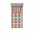 thumbnail image 2 of Ambesonne Geometric Fitted Sheet & Pillow Sham Set, Wall or Floor Squares, Full, Multicolor, 2 of 3