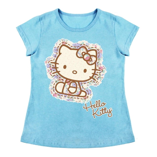 Playera Para Niña Sanrio Hello Kitty Cuello Redondo Manga Corta Talla 10 Azul Cielo