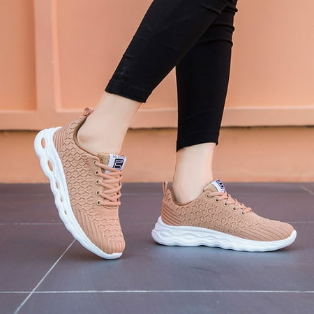 

ytjx women flying woven mesh shoes lace-up casual shoes student sports running shoes