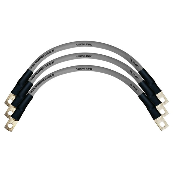 QTY 3 Battery Cable VBL4-S 4 Gauge AWG 9" 100% OFC Copper Flexible Vlynx Wire MADE IN USA Silver