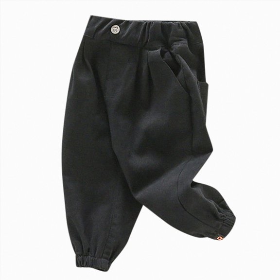 Splozh Boy Jogger Pants Toddler Pants Casual Pants Spring Fall Boys Solid Color Overalls Girls Pants Clothes Outside Wear,Black,4-5 Years