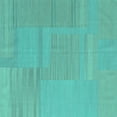 thumbnail image 1 of Ahgly Company Machine Washable Indoor Square Abstract Turquoise Blue Contemporary Area Rugs, 4' Square, 1 of 4