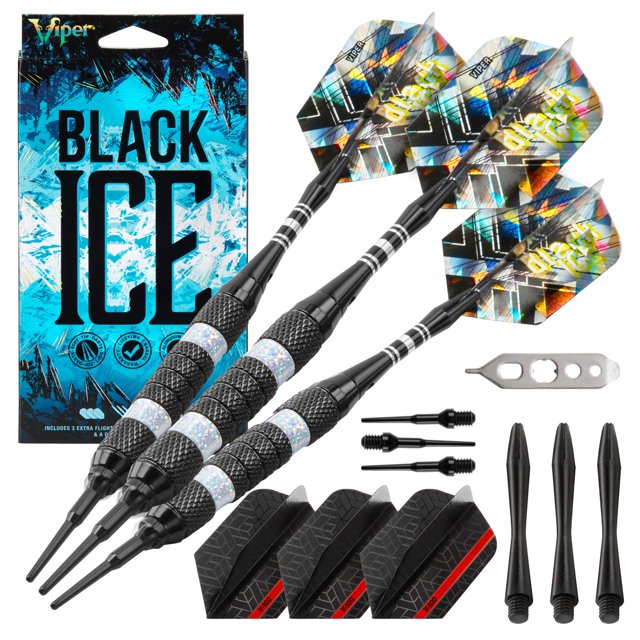 Darts Viper Black Ice Soft Tip, 18 g, con anillos plateados