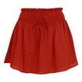 thumbnail image 6 of Women's Summer Solid Color Lace Trim Short Skirt Elastic Waist Drawstring Detail Double Layer Casual Red S(S), 6 of 6