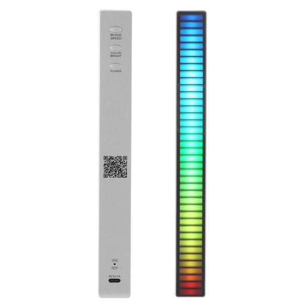 Injueey Luz LED activada por voz 50-16KHZ tira de LED de ambiente musical 40LEDs barra de luz LED ambiental luz de de camioneta LED para Iluminación navideña Plata