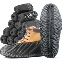 Disposable Shoe Covers X-Large 50 Pack , Non-Slip Sole & Stretchable Design , Fits US Men's Size 13-15 , Breathable Non-Woven Fabric for Indoor Use, Construction,  Home Protection (Black)