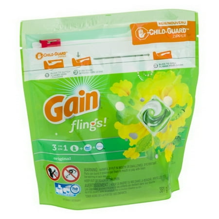 (Price/Case)Gain Detergent Liquid Pods Flings  11 Ounce  6 per case