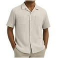 thumbnail image 2 of Handshe Men's Hollowed Out Short Sleeved Shirt with Loose Double Pockets and Knitted Texture for Sun Protection and Vacation Style, 2 of 6
