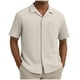 thumbnail image 2 of pstuiky Camisa de manga corta hueca para hombre con bolsillos dobles holgados y textura de punto para protegerse del sol y disfrutar del estilo vacacional., 2 of 6