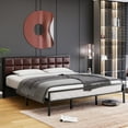 thumbnail image 6 of Metal Bed Frame with Faux Leather Headboard, Metal Frame Platform Bed Frame, Large Under Bed Storage Space, Platform Beds with Strong Slats Support for Bedroom Apartment, No Box Spring Needed, 6 of 8
