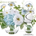 thumbnail image 5 of Artificial Silk Flowers Bouquet with Vase, Fake Flower Arrangements in Glass Vase with Faux Water for Spring Summer Seasonal Home Office Hotel Wedding Table Decor (Blue in Spring), 5 of 6