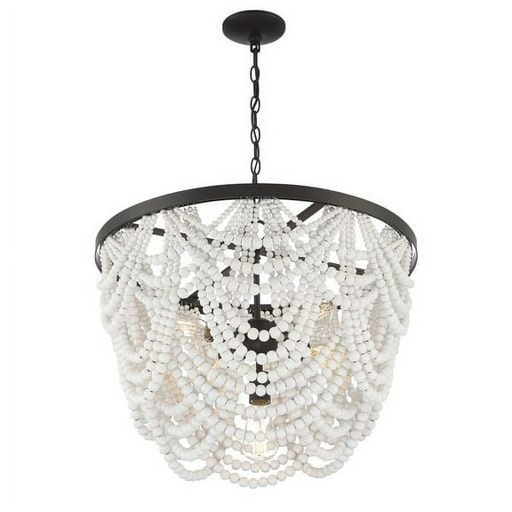Trade Winds Ashbury 5-Light Chandelier in White with Oil Rubbed Bronze