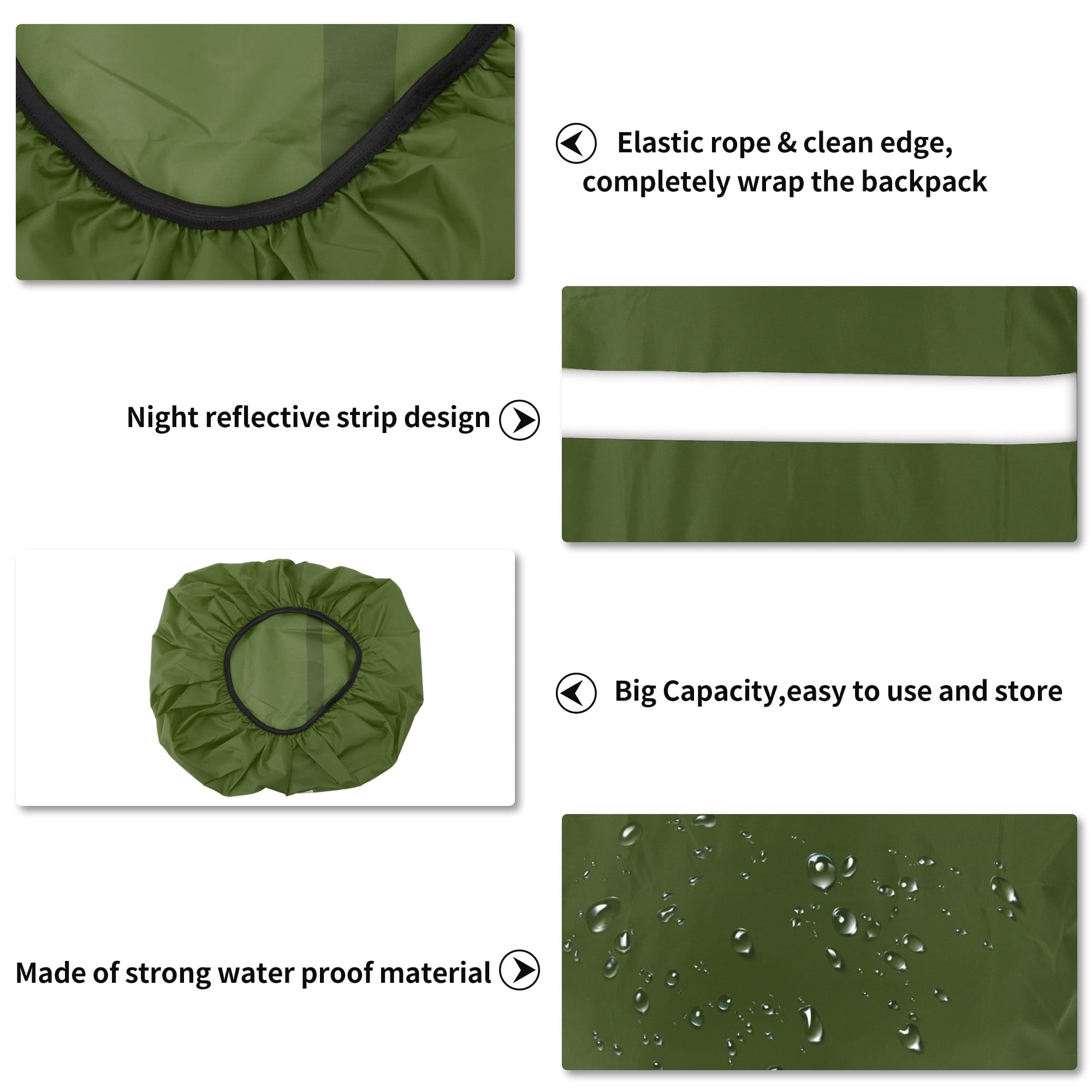 Unique Bargains Reflective Waterproof Backpack Rain Cover Green1