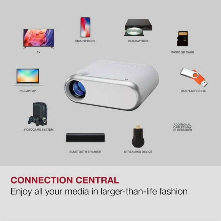 GPX The Max 1080p Projector with Bluetooth Transmitter, PJ712W