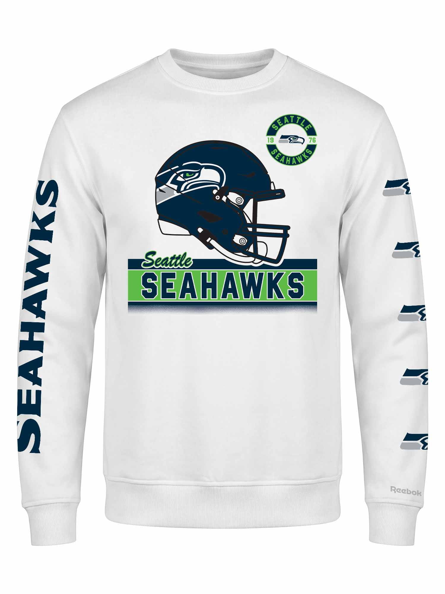 Seattle Seahawks Reebok Mens White Crew Sweatshirt