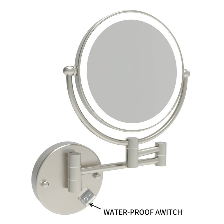 Wall mounted makeup mirror brushed nickel outlet