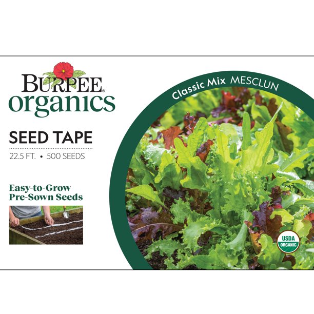 Burpee Organics Classic Mix Mesclun Seed Tape NonGMO, Organic
