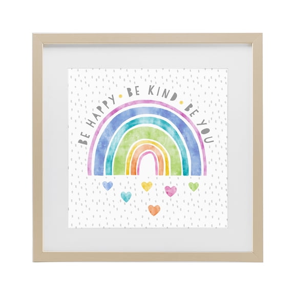 Stupell Industries Bohemian Be You Hearts & Rainbow Birch Framed Print Under Glass, 13 x 13, by Suzanne Nicoll