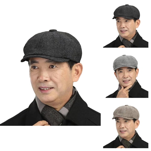 Men’s Vintage Newsboy Beret Cap – Classic British Grandpa Painter Hat, Warm Wool Style for Autumn Winter, Fashion Casual Beret Hat for Streetwear