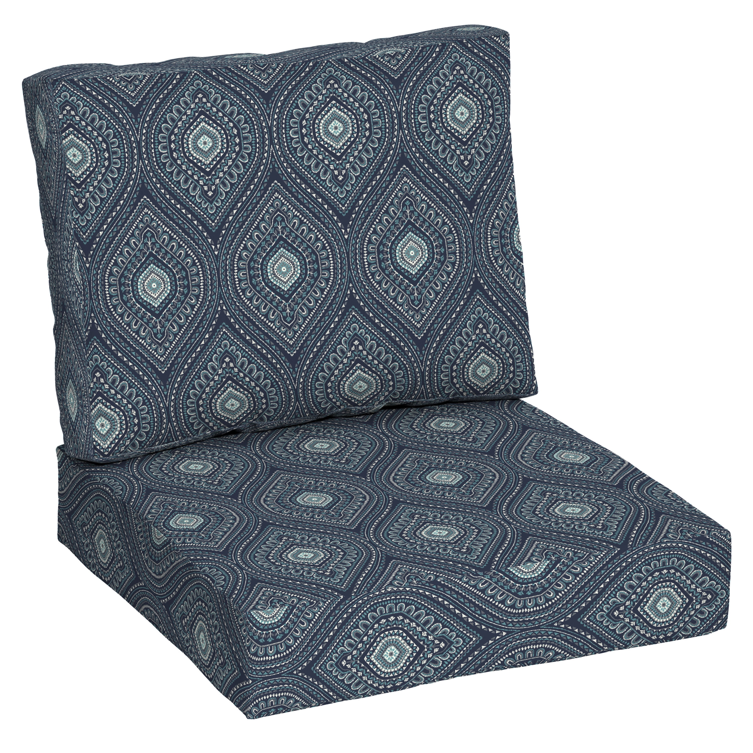 Better Homes & Gardens 42" x 24" Blue Medallion Rectangle Outdoor 2-Piece Deep Seat Cushion