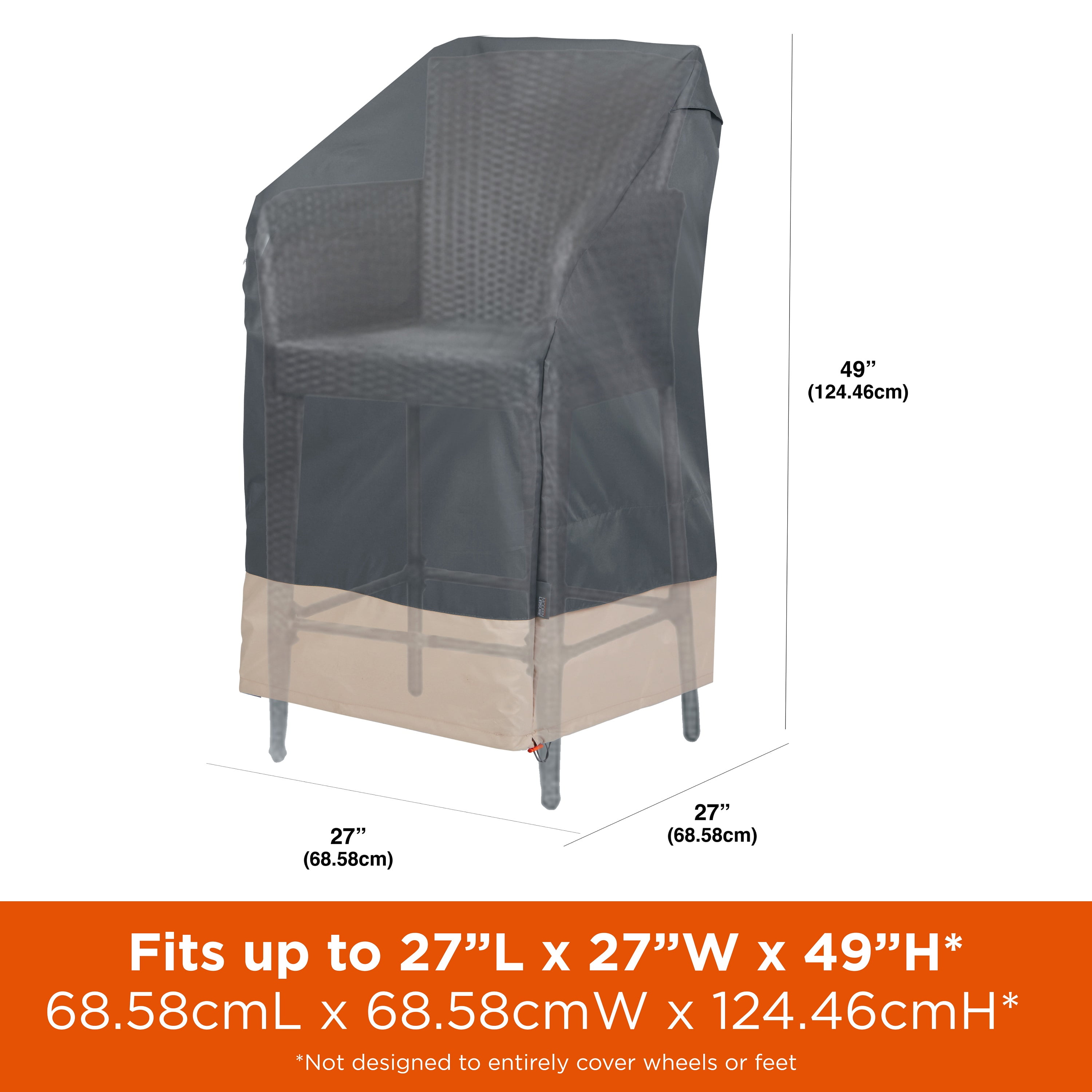 Modern Leisure Renaissance Ultralite Stackable Patio Chair Cover, 27"L x 27"W x 49"H, Gray