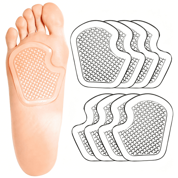 TELOLY Metatarsal Pads 8 Count Gel Cushions, Ball of Foot Cushion Protect and Relieve Metatarsal, Sesamoid, Ball of Foot Pain - 4 Pairs