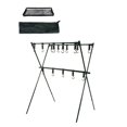 thumbnail image 3 of DYNWAVECA Camping Storage Shelf Folding Storage Shelf Black Camping Metal Frame Heavy Duty Storage Rack Picnic Hanging Rack for Outdoor B, 3 of 10