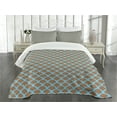 thumbnail image 3 of Ambesonne Fish Quilted Bedspread Set 3 Pcs, Animal Scales Pattern, King Size, Tan Pale Blue, 3 of 5
