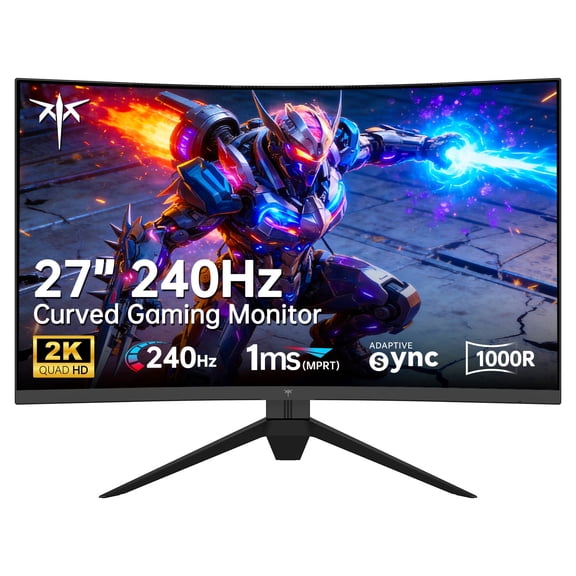 KTC 27 Inch 240Hz Curved Gaming Monitor, 2K QHD 2560x1440P Computer Monitor with 1000R, 2500:1 Contrast, Adaptive Sync, DP 1.4, HDMI 2.0, VESA, Tiltable, H27S25E