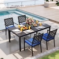 thumbnail image 5 of Vitarpatio 5 Piece Outdoor Patio Dining Set, Metal Outdoor Furniture Set with Rectangular Dining Table and 4 Chairs, All Weather Patio Table and Chairs Set for 4, Hollow Back Armchairs W/ Cushions, 5 of 8
