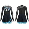 thumbnail image 4 of Aislor Kids Girls Figure Skating Long Sleeve Rhinestone Sheer Mesh Gymnastics Leotard Dress Size 6-16 Sky Blue 16, 4 of 7