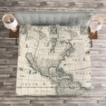thumbnail image 3 of Ambesonne World Map Quilted Bedspread Set 3 Pcs, Retro Old America Map, King Size, Multicolor, 3 of 3