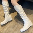 thumbnail image 4 of KIJBLAE Knee High Boots for Women Fashion Chunky Heel Rounded Toe Womens Knee High Boots Side Zipper Tall Boots White 43, 4 of 7