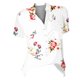 thumbnail image 2 of Gibobby Playeras Mujer Camisetas Cuello V Camiseta manga corta con estampado flores y cuello en V encaje informal a la moda verano para mujer(Blanco,G), 2 of 3