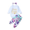 thumbnail image 2 of Newborn 3Pc Baby Girl Outfit Long Sleeve Letter Romper Floral Pants Clothes Set, 2 of 8