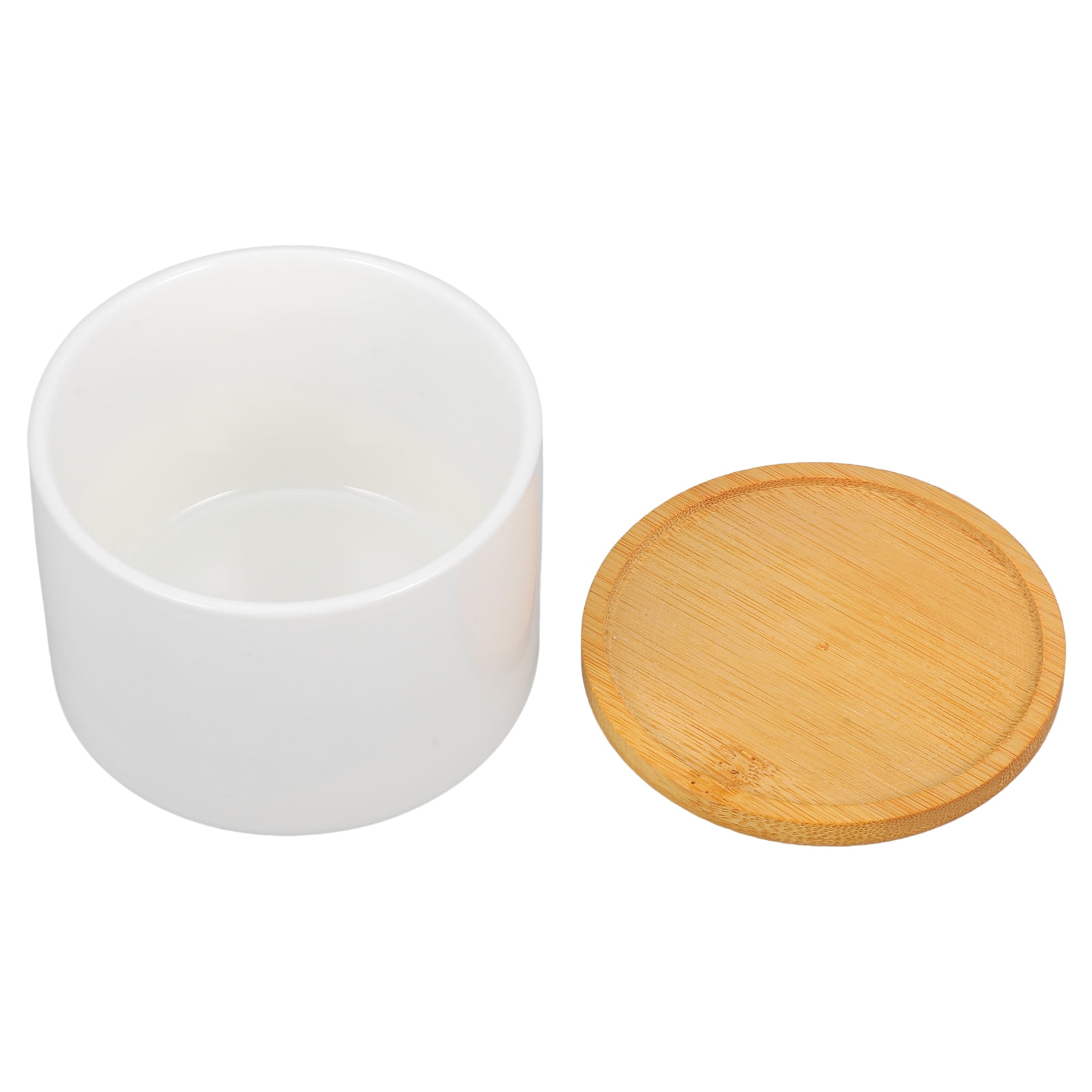 WRISTBIQUE White Ceramic Cactus Planter Pot with Bamboo Material Ideal for Indoor Succulent Plants