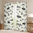 thumbnail image 2 of Homewish Retro Tribal Cowboy Kitchen Curtains,Southwest Desert Cactus Black Out Curtains Pack of 2 (42x63 Each), 2 of 6