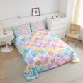 thumbnail image 4 of Erosebridal Rainbow Flower Bedding Twin Comforter Set,Geometric Plaid Down Comforter,Lightweight Reversible Bedding Sets Twin with Comforter,Cartoon Decor, 4 of 8