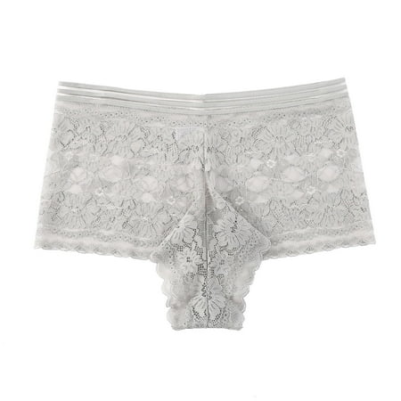 uublik Thong Panties for Women Gray No Show Thong Underwear Stretch Breathable Lace Panties