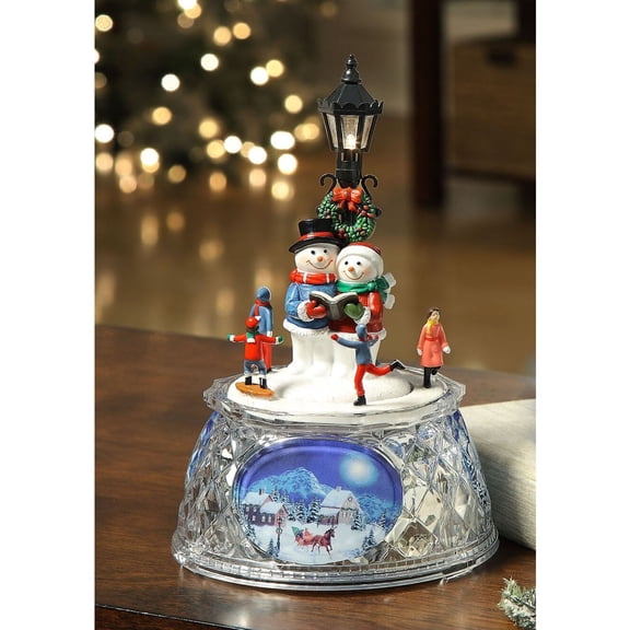 Pack of 2 Red and Black LED Lighted Musical Snowmen Street Lamp Tabletop Decors 7.25"
