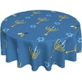 thumbnail image 2 of Hanukkah Tablecloth Round Happy Hanukkah Menorah Candle Table Cloth 60 Inch Washable Polyester Table Cover for Kitchen Party Picnic Dining Decor, 2 of 6