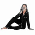 thumbnail image 2 of Women's Pajama Sets Lapel Soft Pajamas Long-sleeved Button-up Pajamas With Long Pants, 2 of 2