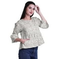 thumbnail image 3 of Moomaya Hauts Boho en Coton Blouses Décontractées d'Été Col Rond T-Shirt, 3 of 4