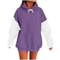 thumbnail image 7 of Sweatshirts for Women Joint Color Blocking Womens Hoodies Lightweight Breathable Top Blouses Pull Over Long Fit Crew Neck Casual Outfit Fall Winter Fashion Party Plus Size, 7 of 7