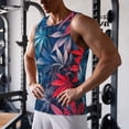 thumbnail image 5 of KLL Red And Blue Leaves Print Men's Muscle Gym Workout Stringer Tank Tops Bodybuilding Fitness T-Shirts Tank Tops Men-4X-Large, 5 of 7