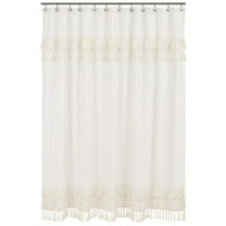Sweet Jojo Designs Boho Fringe Macrame Ivory Fabric Shower Curtain 72x72