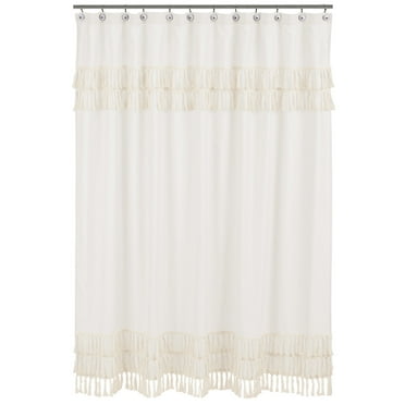 Sweet Jojo Designs Boho Fringe Macrame Ivory Fabric Shower Curtain 72x72