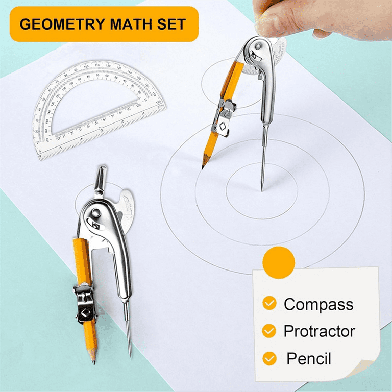 Heavymath Compus Math Compass With Degrees Math Geometry Kit Compass Set Triangle Right